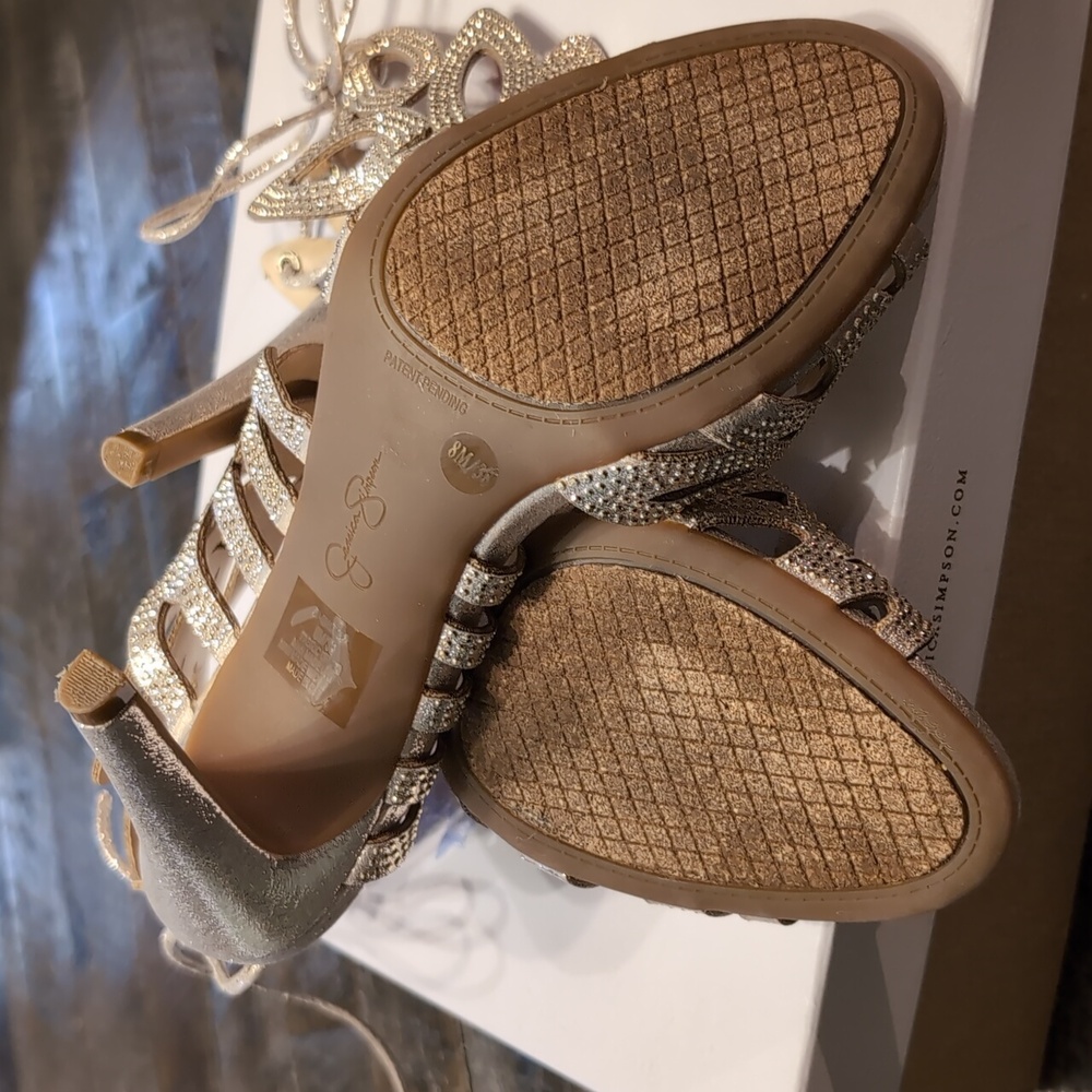 Jessica Simpson Women's Beaded Heels - Champagne / Pearl Gold - Picture 8 of 12